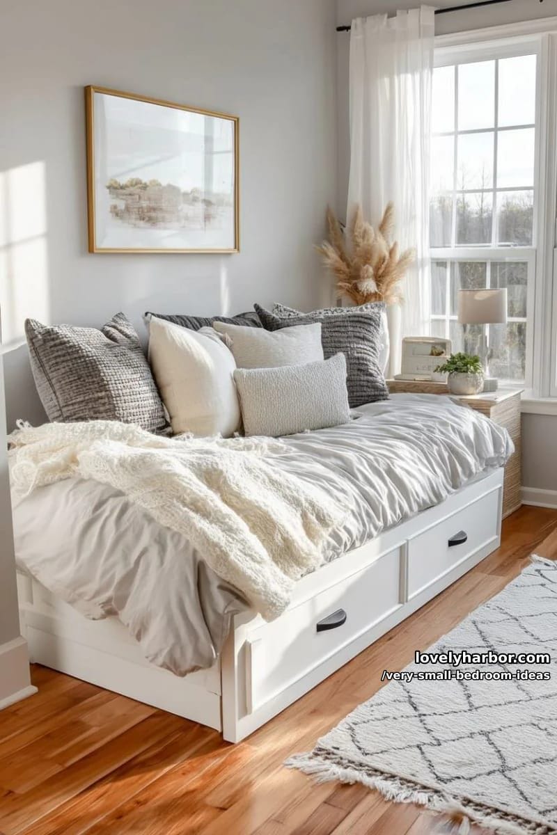 daybed with drawers and plush throw pillows 1