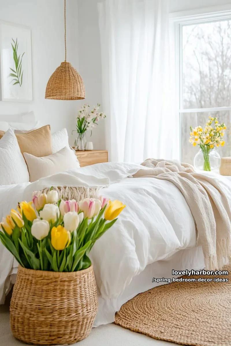 21 Unique Spring Bedroom Decor Ideas For 2026 5 decorate your white bedroom with woven baskets of fresh tulips and daffodils. 1