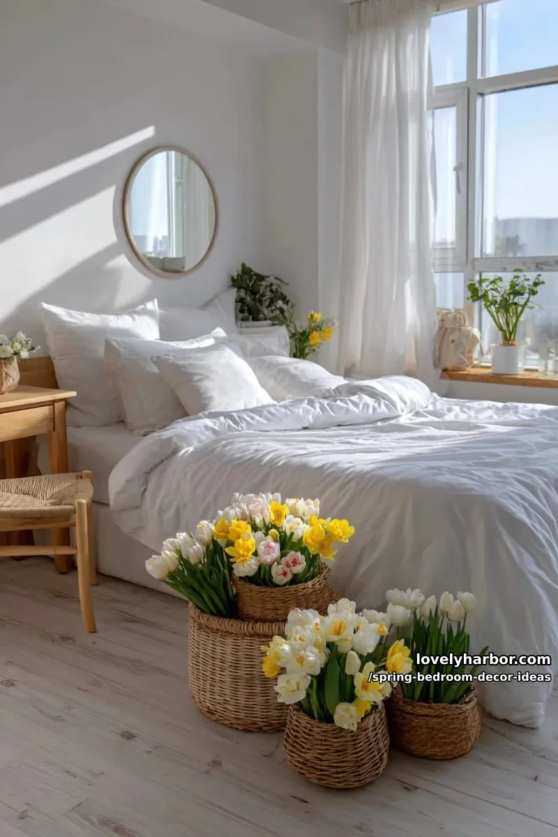 21 Unique Spring Bedroom Decor Ideas For 2026 6 decorate your white bedroom with woven baskets of fresh tulips and daffodils. 1