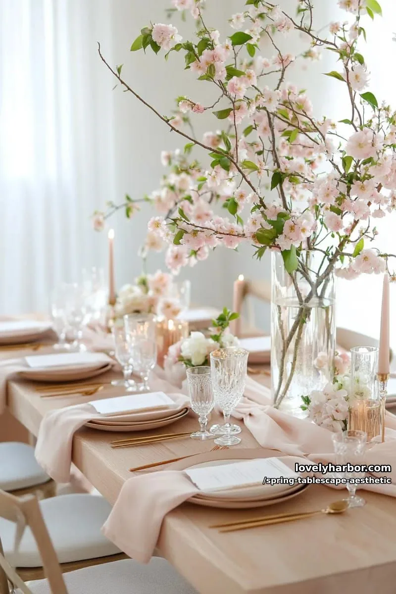 delicate cherry blossom branches in tall vases for a statement centerpiece 1