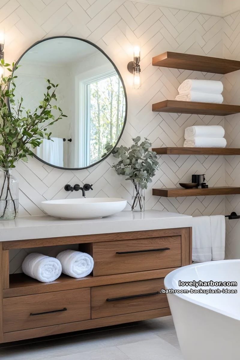 diagonal herringbone tiles in pale gray for a sleek contemporary feel 1