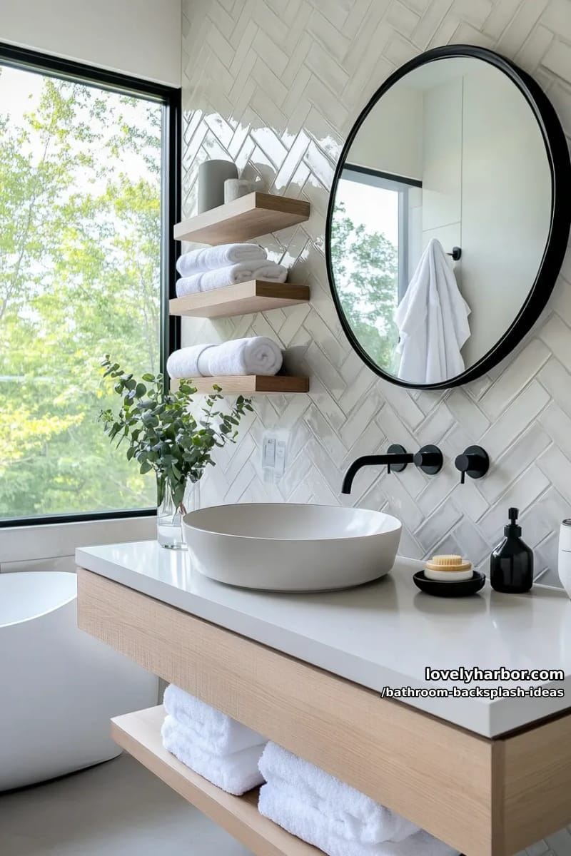 diagonal herringbone tiles in pale gray for a sleek contemporary feel 1