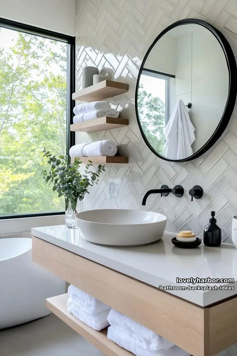 diagonal herringbone tiles in pale gray for a sleek contemporary feel 1