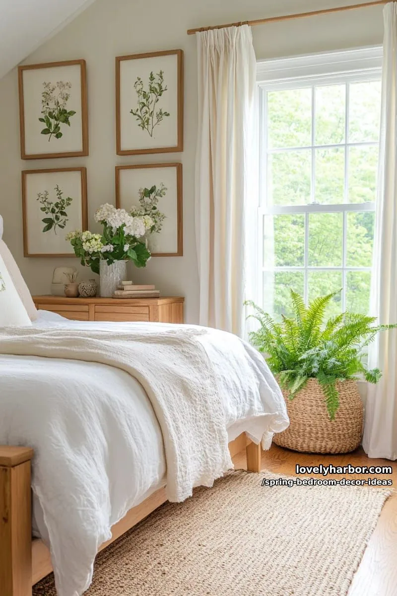 21 Unique Spring Bedroom Decor Ideas For 2026 15 display a botanical gallery wall with pressed flower art and vintage floral prints. 1
