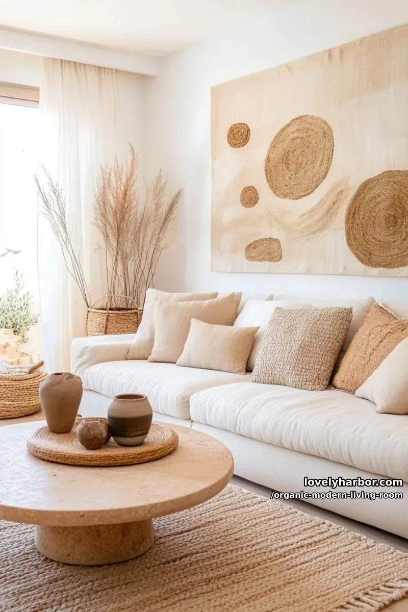 display abstract wall art in earthy taupe, sand, and stone hues 1