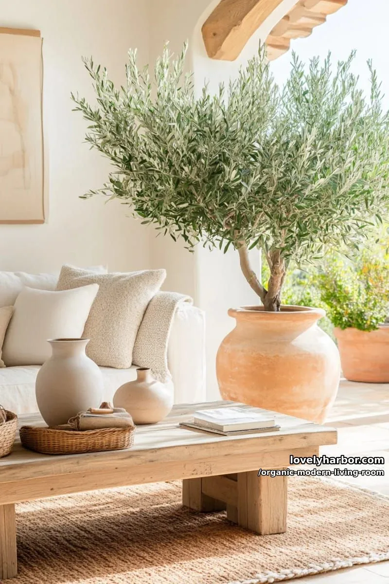 fill a corner with oversized olive trees in rustic clay planters 1