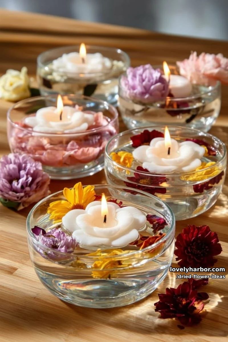 floating floral candles with dried flower petals for romantic ambiance 1