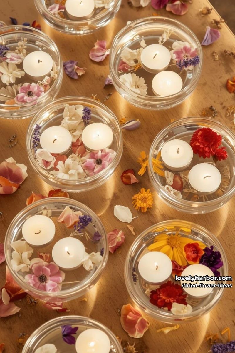 floating floral candles with dried flower petals for romantic ambiance 1