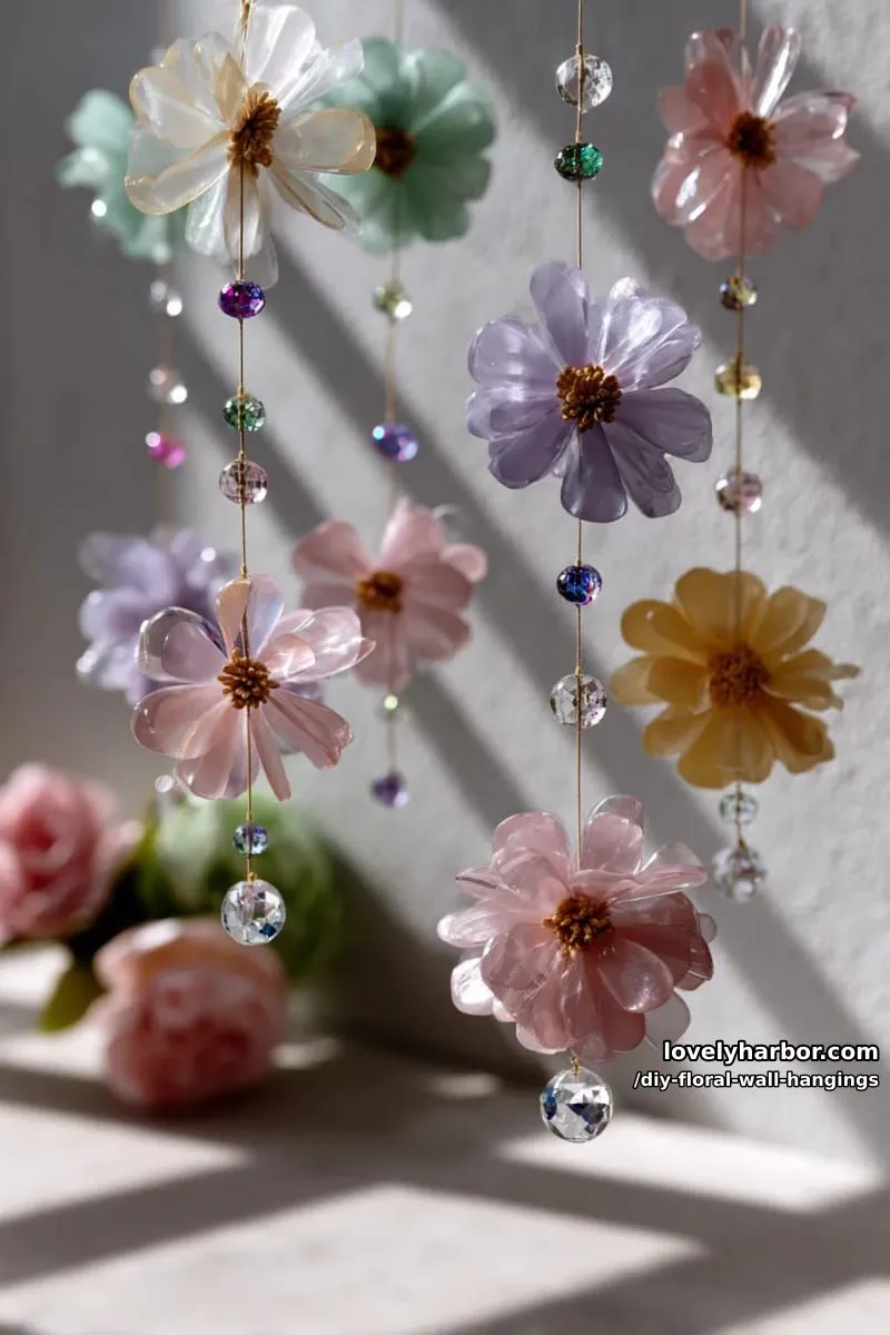 floating floral mobiles using translucent acrylic flowers and beads 1