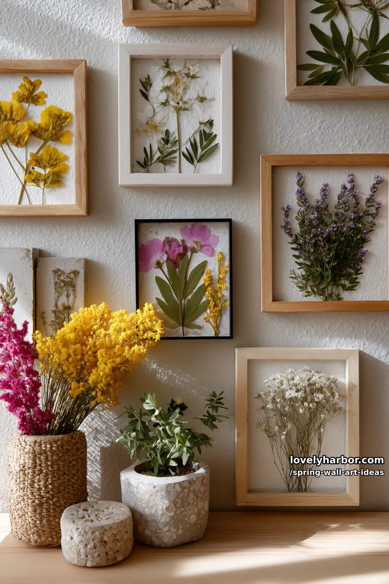 framed pressed flower compositions for a natural and textural wall decor 1