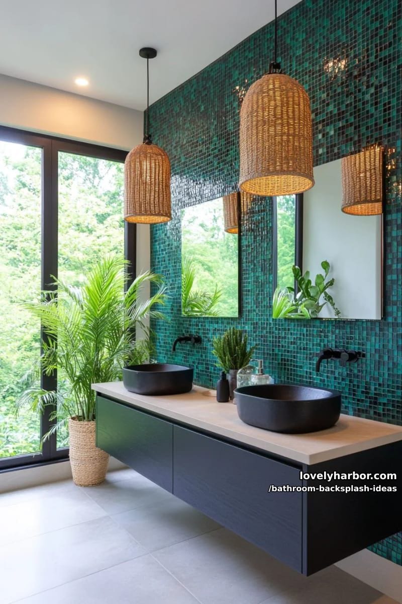 glossy geometric tiles in navy blue and teal for moody modern walls 1