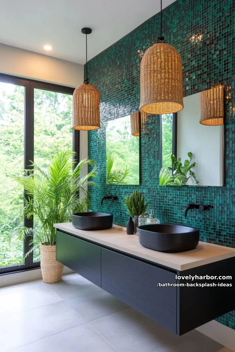 glossy geometric tiles in navy blue and teal for moody modern walls 1