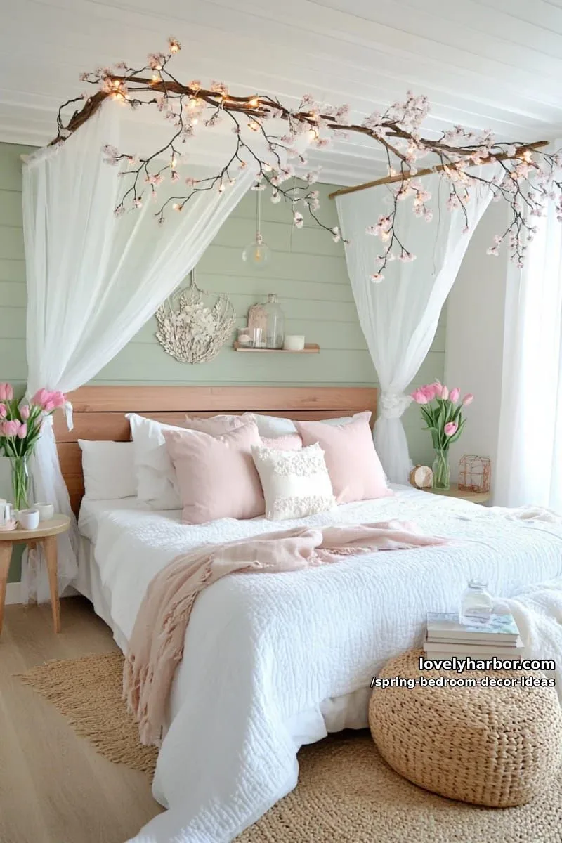 hang a romantic canopy of faux cherry blossom branches above your bed. 2