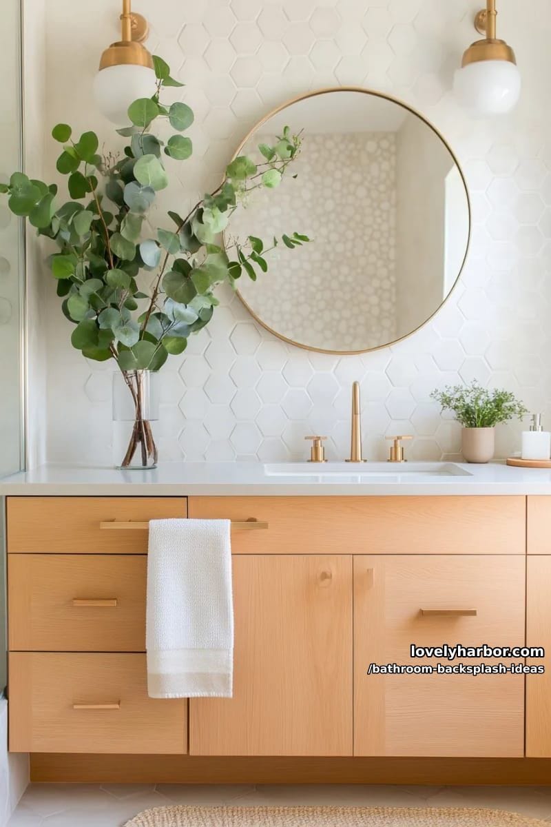 hexagon honeycomb backsplash in creamy white for minimalist scandinavian appeal 1