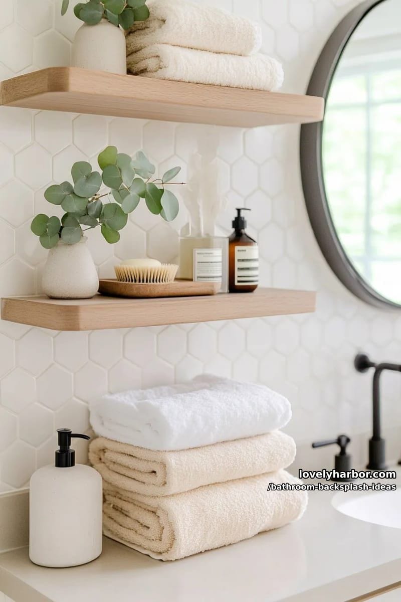 hexagon honeycomb backsplash in creamy white for minimalist scandinavian appeal 1