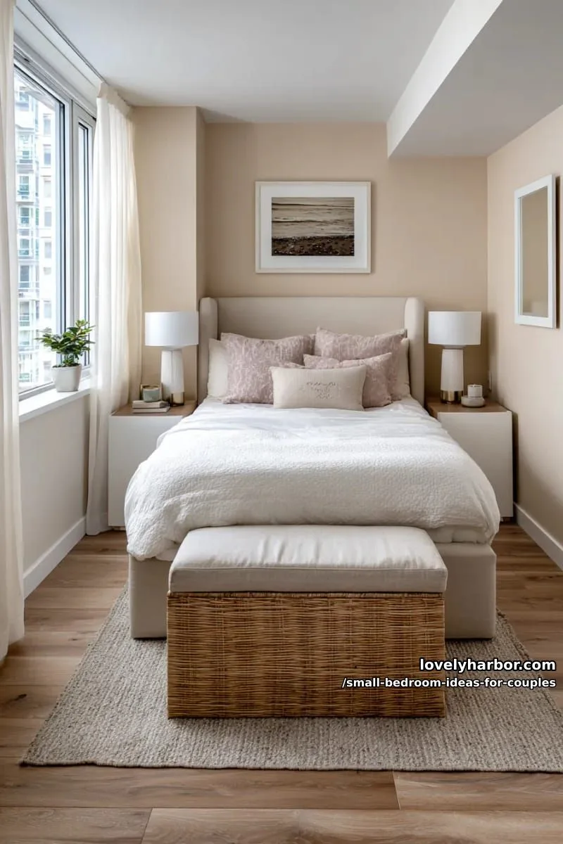 hidden storage benches at the foot of the bed for shared linens 1