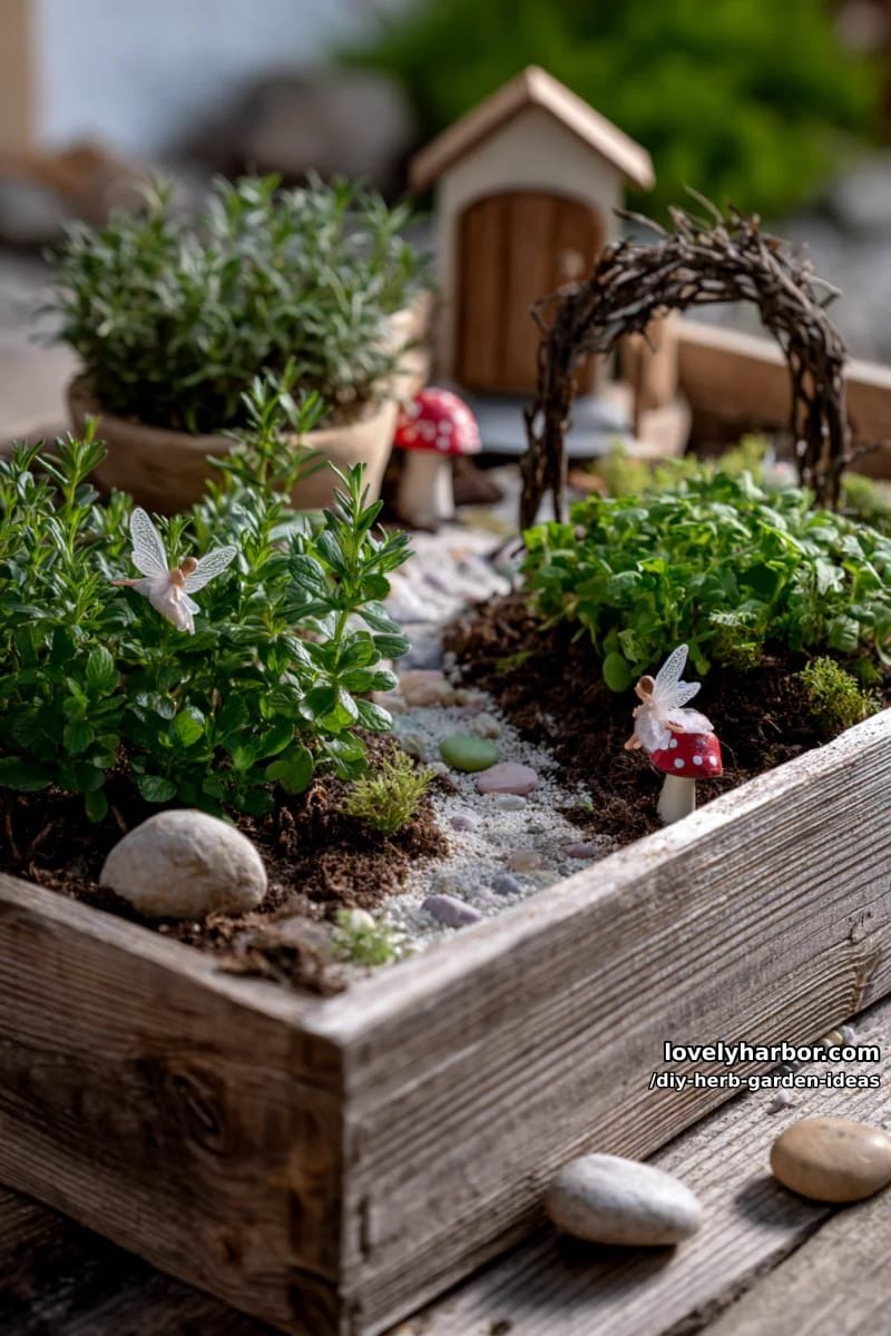 incorporate herbs into a fairy garden for a magical miniature landscape. 1