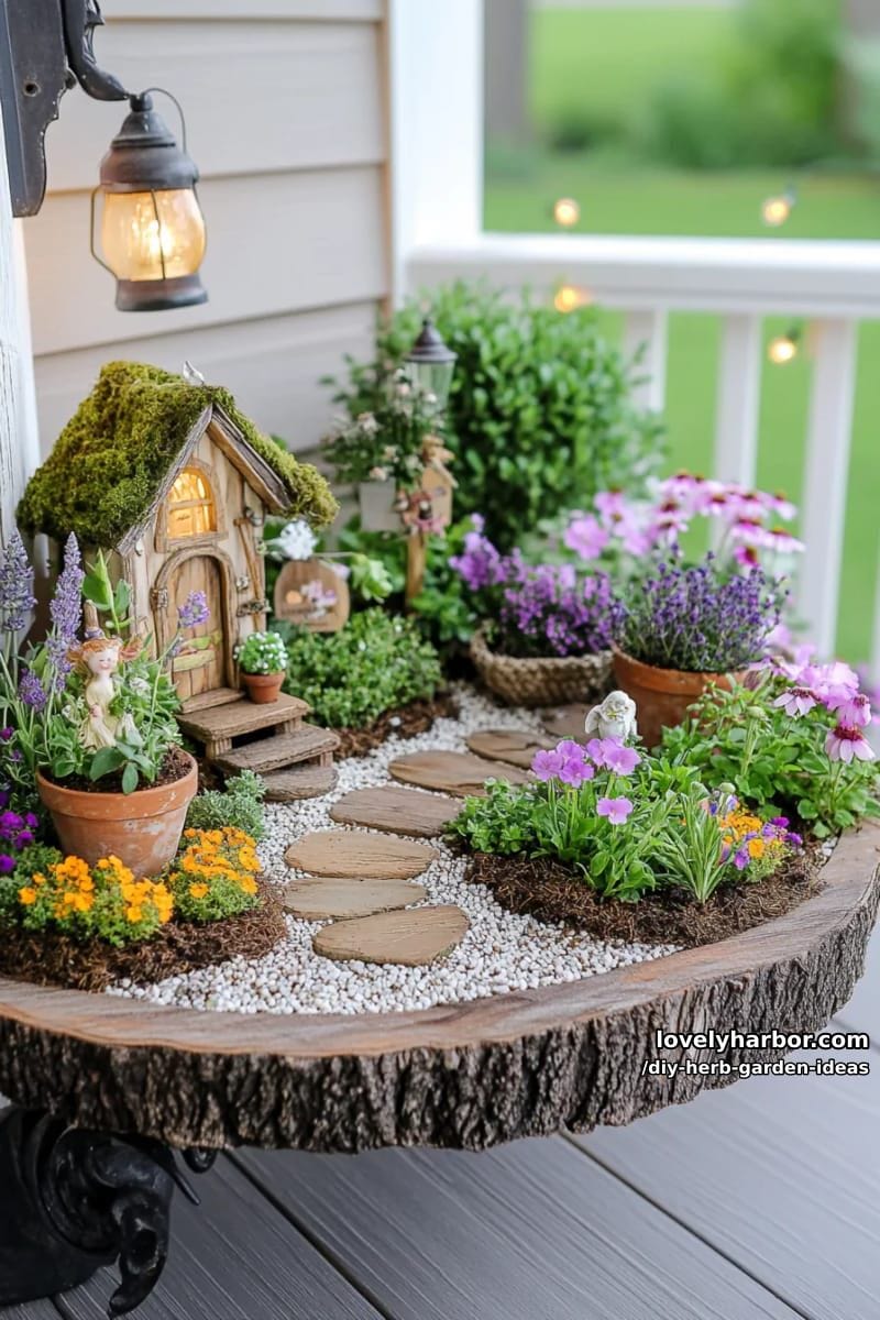 incorporate herbs into a fairy garden for a magical miniature landscape. 1