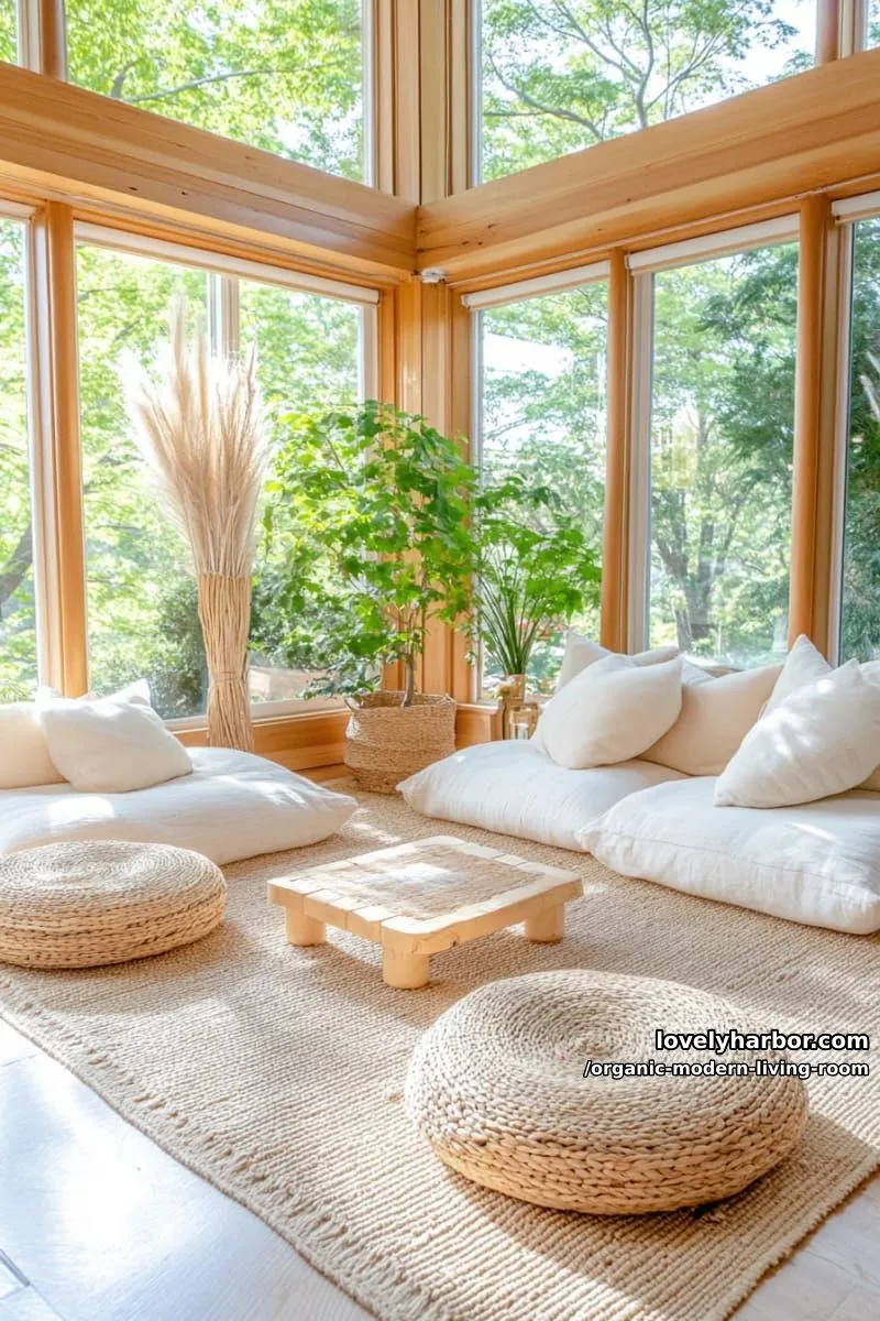 layer pebble-shaped ottomans and floor pillows in natural fibers 1