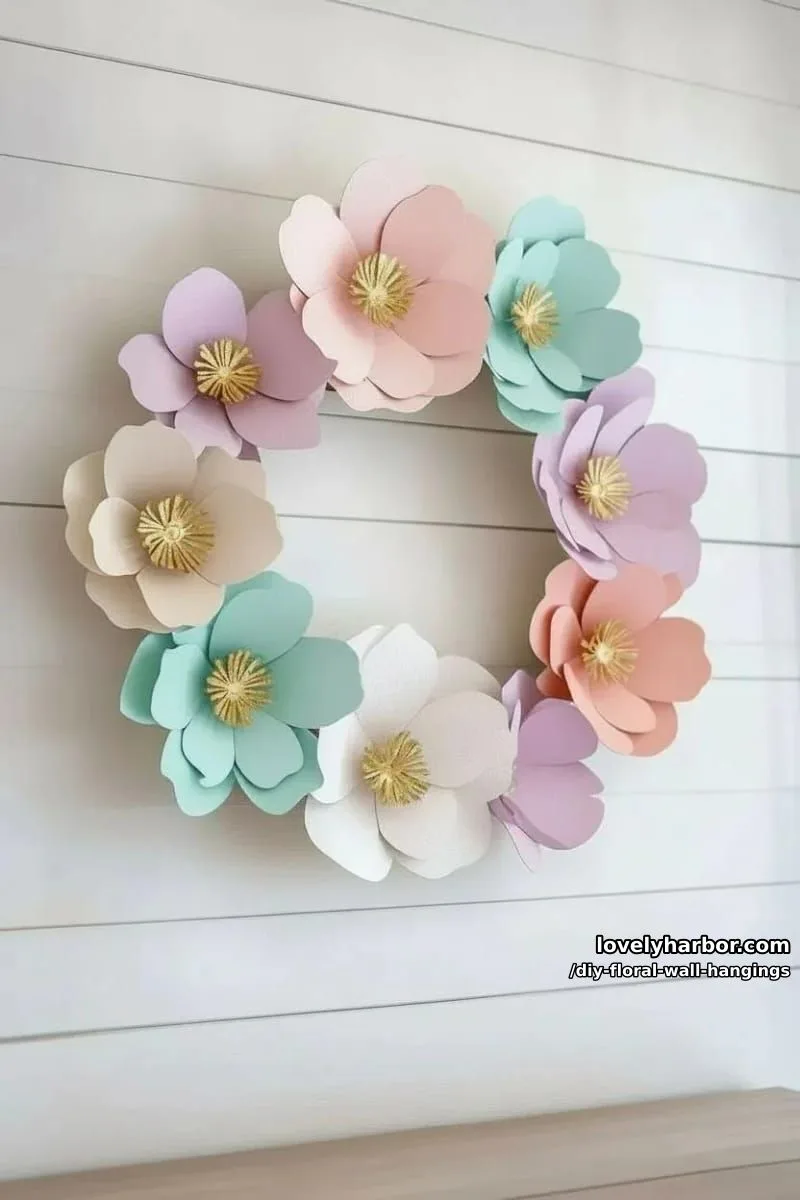 layered 3d floral wreath from textured cardstock and gold accents 1