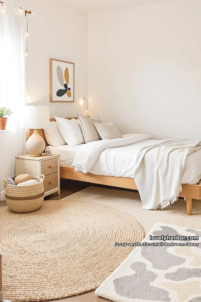 layered rugs in different shapes for added comfort and interest 1