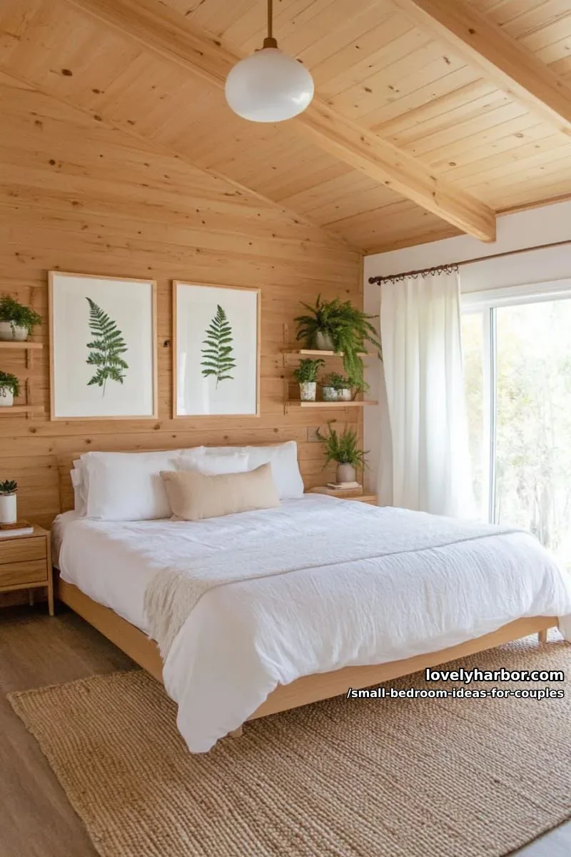 light wood paneling and minimalist greenery for a tranquil couple’s haven 1