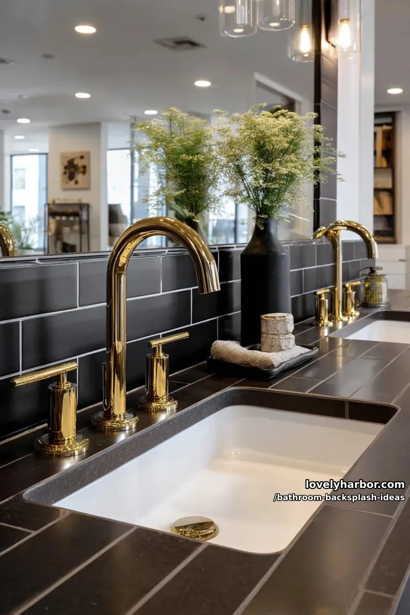 matte black tiles with metallic grout for a dramatic, moody atmosphere 1