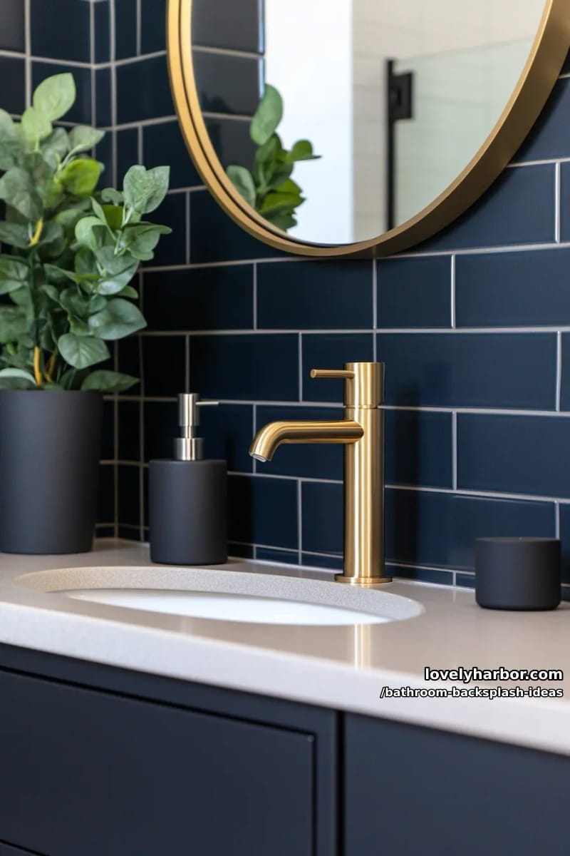 matte black tiles with metallic grout for a dramatic, moody atmosphere 1