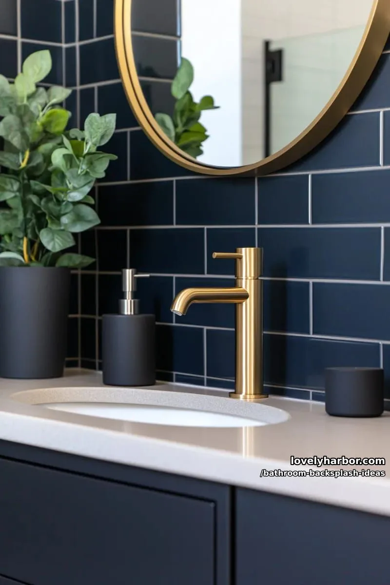 matte black tiles with metallic grout for a dramatic, moody atmosphere 1