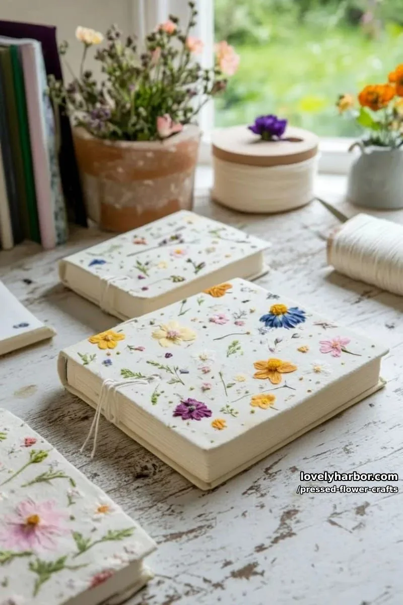 miniature pressed flower journals with nature-inspired cover designs 1