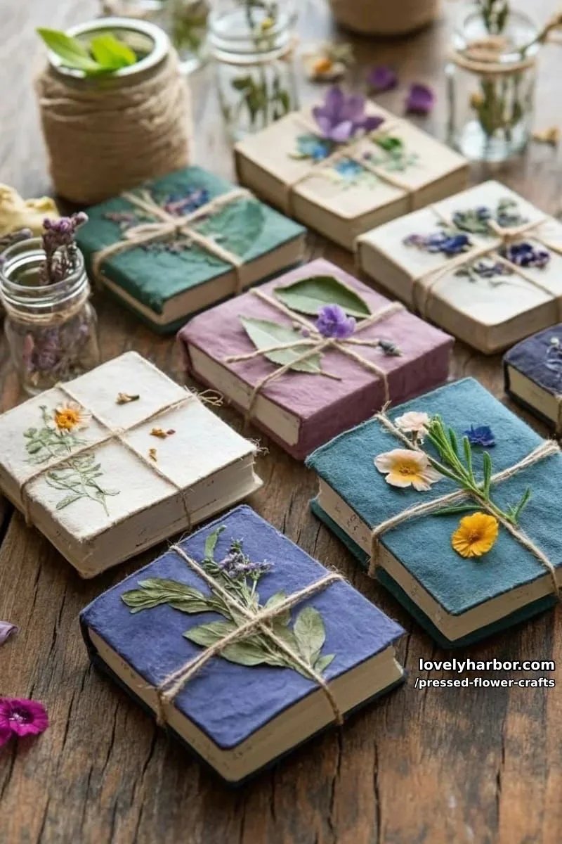 miniature pressed flower journals with nature-inspired cover designs 1