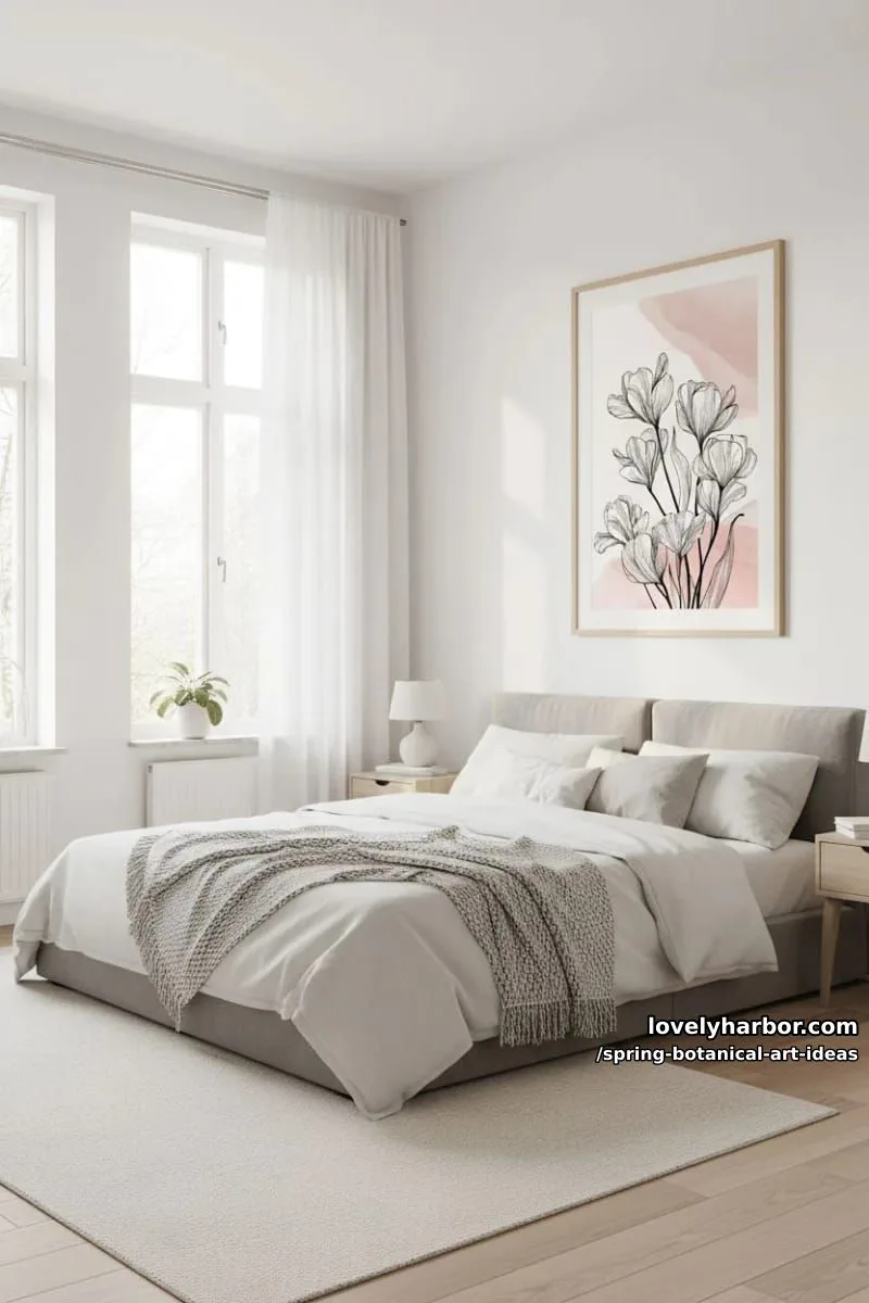 minimalist ink line art of tulips with a blush watercolor background 1