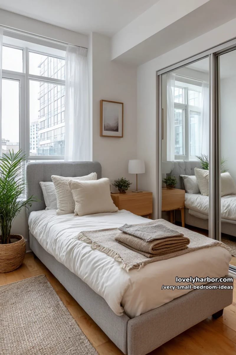 mirrored wardrobe doors to visually expand the space 1