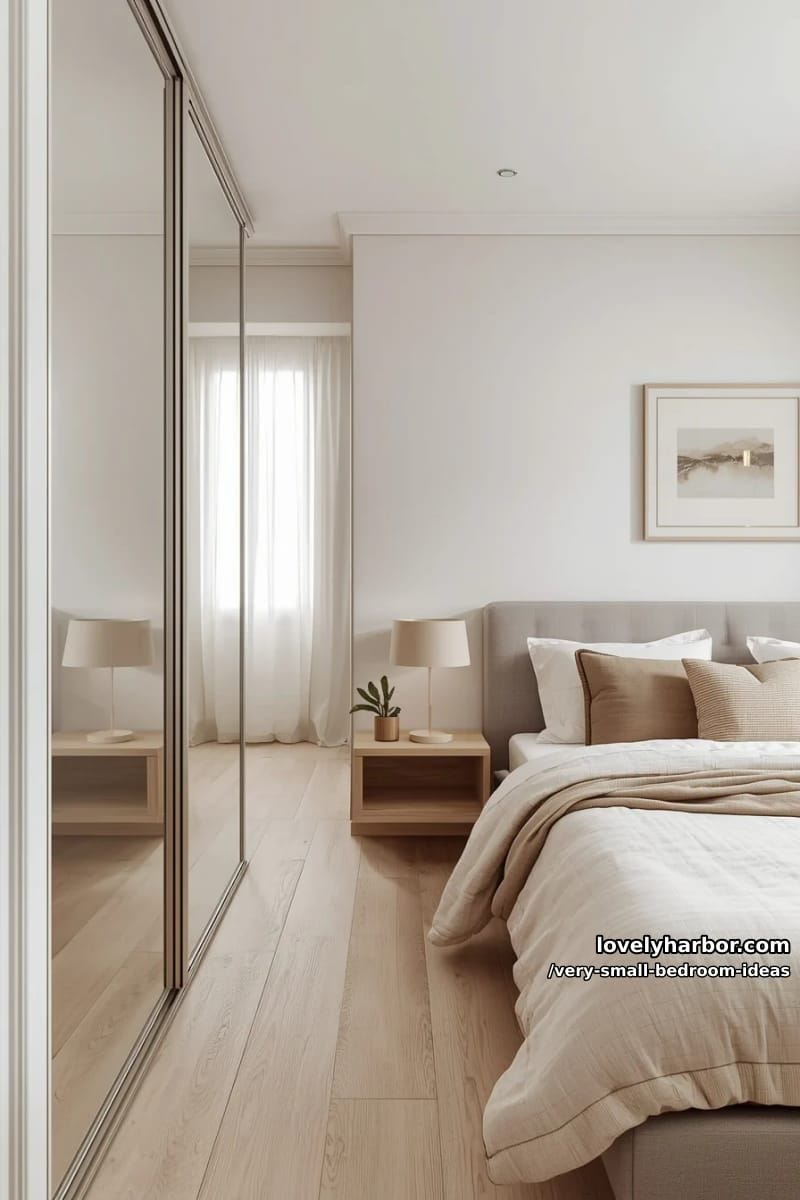 mirrored wardrobe doors to visually expand the space 1