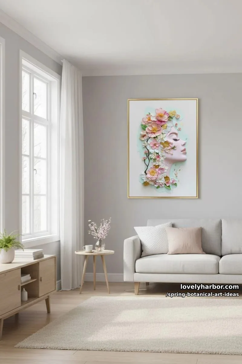 mixed media floral portrait blending blooms and soft pastel faces 1