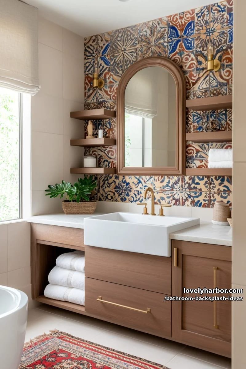 mixed tile patchwork backsplash featuring moroccan and vintage patterns 1