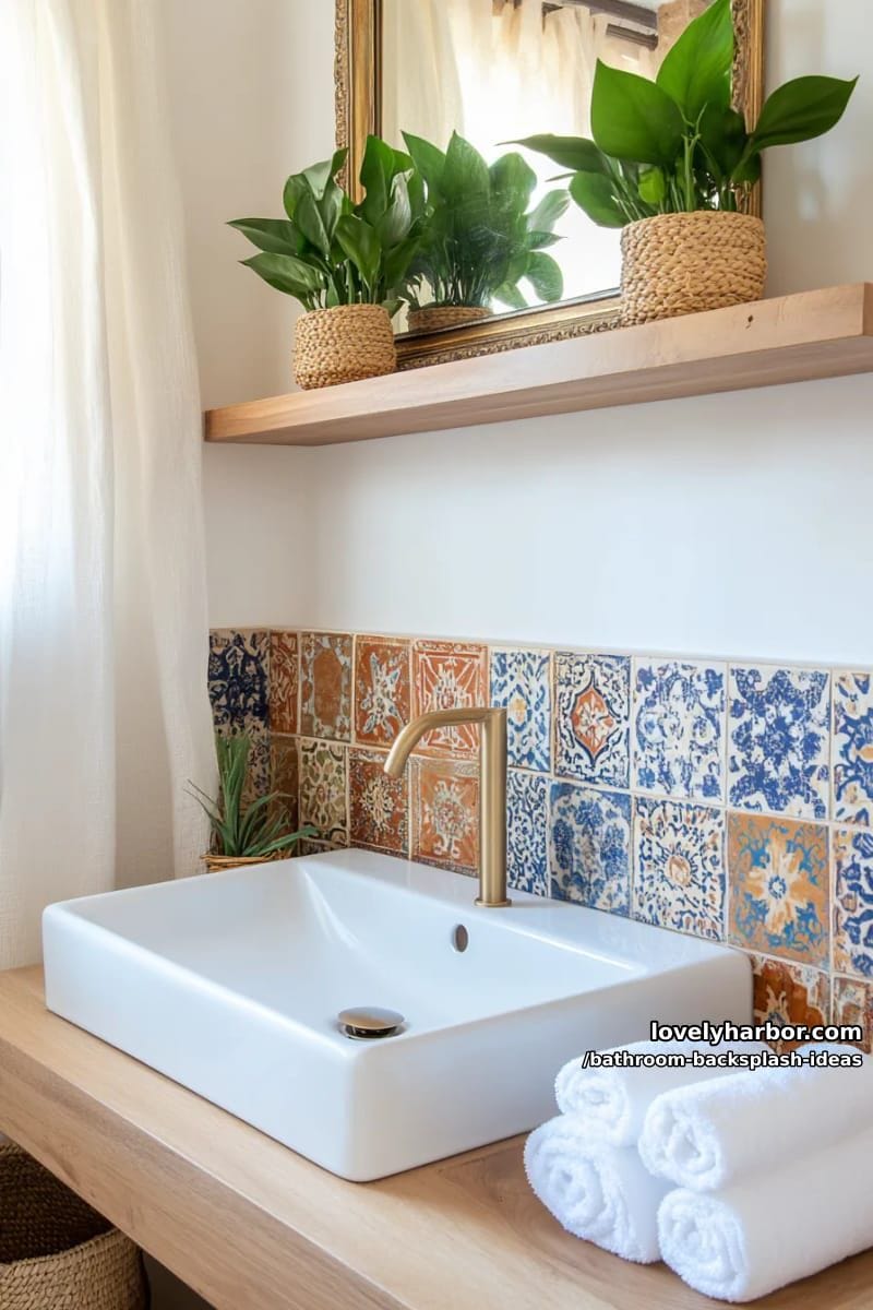mixed tile patchwork backsplash featuring moroccan and vintage patterns 1
