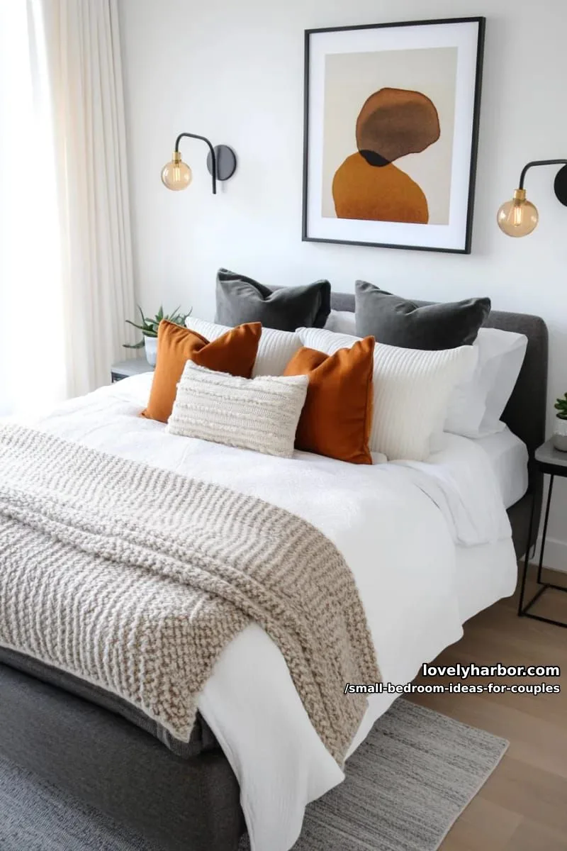 monochrome bedding layered with tactile throws and accent cushions 1
