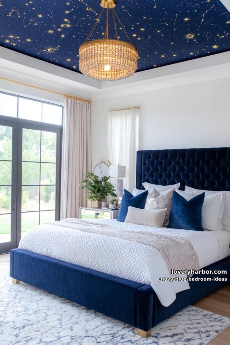 21 Stunning Navy Blue Bedroom Design Ideas - Lovely Harbor