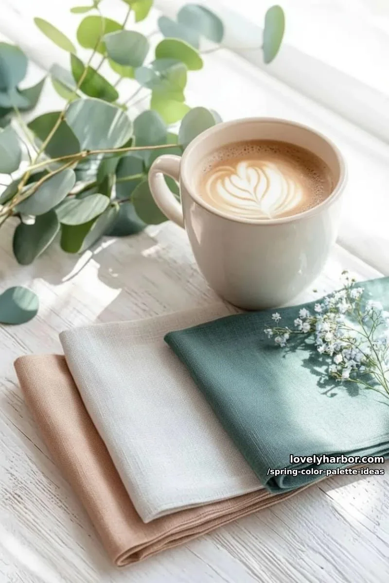 morning dew blend: periwinkle, buttercream, eucalyptus, and soft taupe 14
