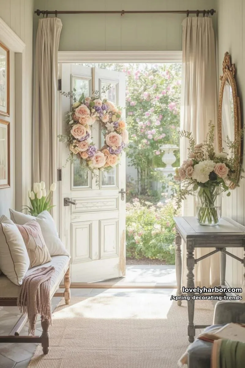 oversized floral wreath with blush and lavender faux blooms 1