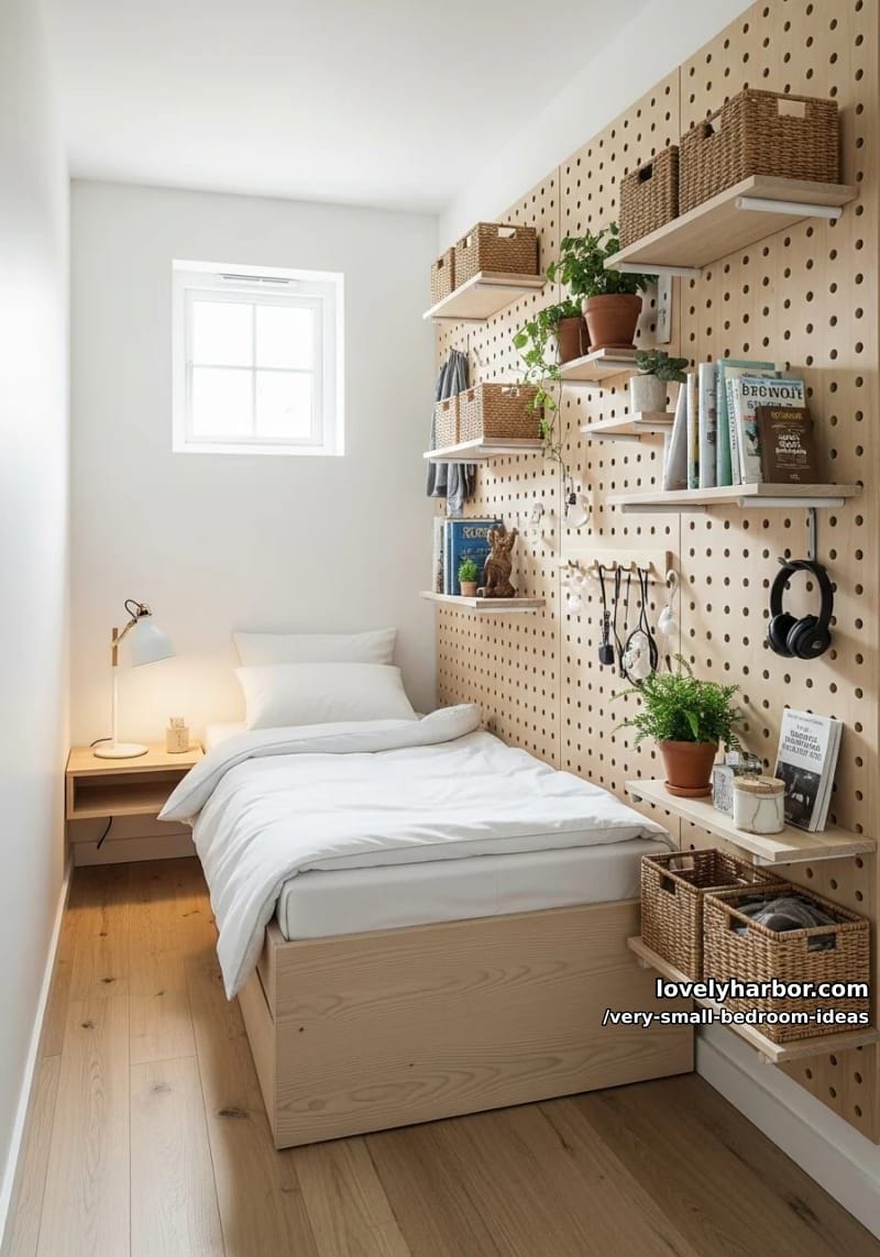pegboard wall for adjustable storage and decor 1