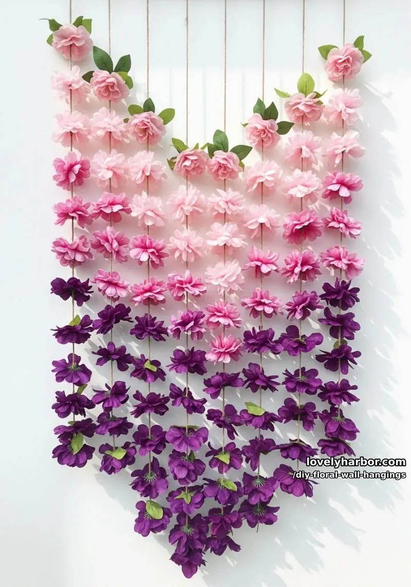pink and purple ombré flower garland for dreamy boho wall decor 1