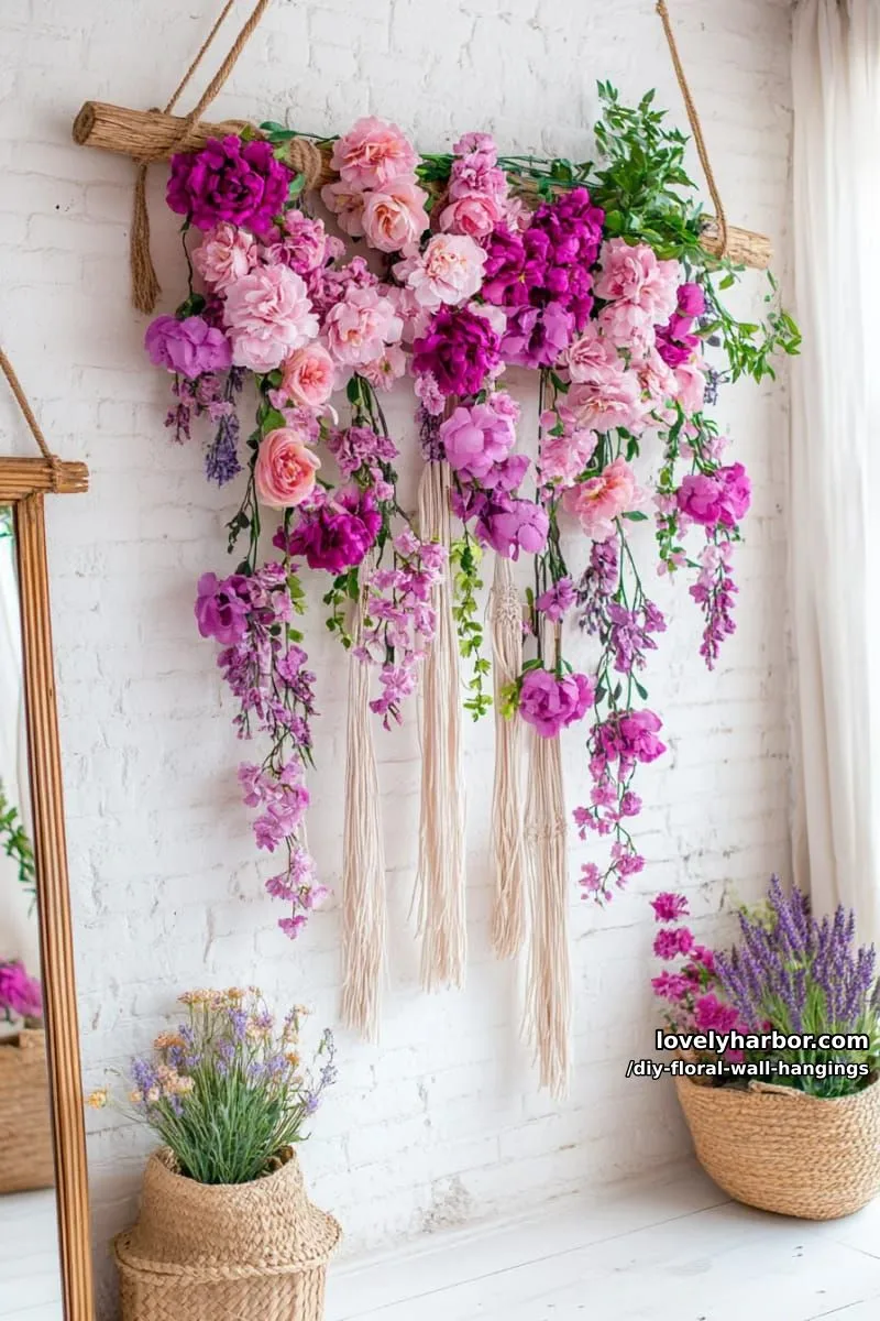 pink and purple ombré flower garland for dreamy boho wall decor 1