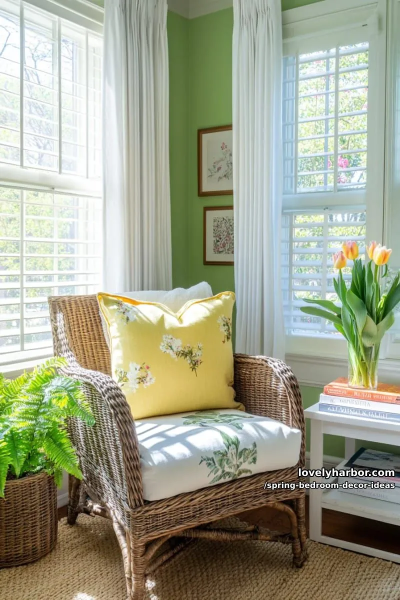21 Unique Spring Bedroom Decor Ideas For 2026 35 place a rattan accent chair with a pale yellow cushion in a corner. 1