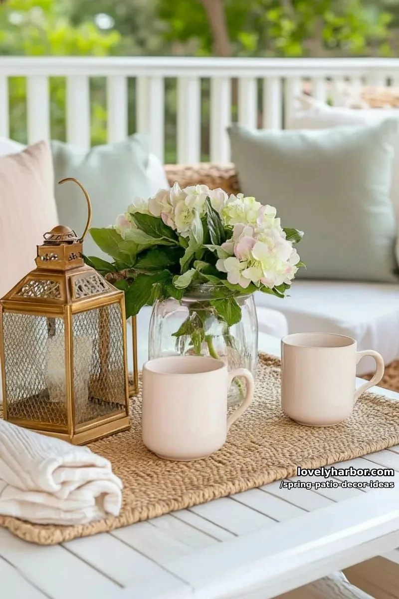 21 Spring Patio Decor Ideas To Welcome The New Season 46 place metallic lanterns and oversized glass vases on an outdoor coffee table 1