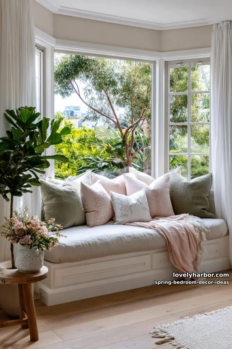 21 Unique Spring Bedroom Decor Ideas For 2026 11 place pastel pink and sage green throw pillows on a sun-washed window seat. 1