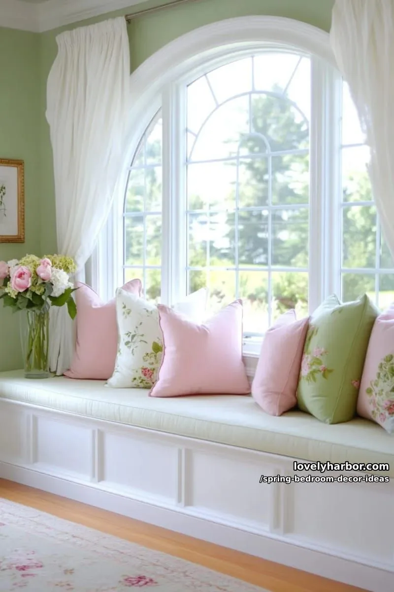 21 Unique Spring Bedroom Decor Ideas For 2026 12 place pastel pink and sage green throw pillows on a sun-washed window seat. 1