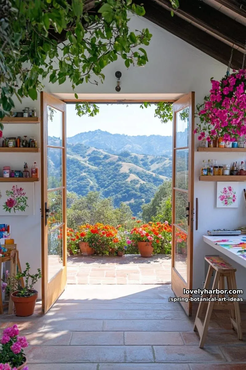 rainbow-hued floral explosion against a misty mountain landscape 1