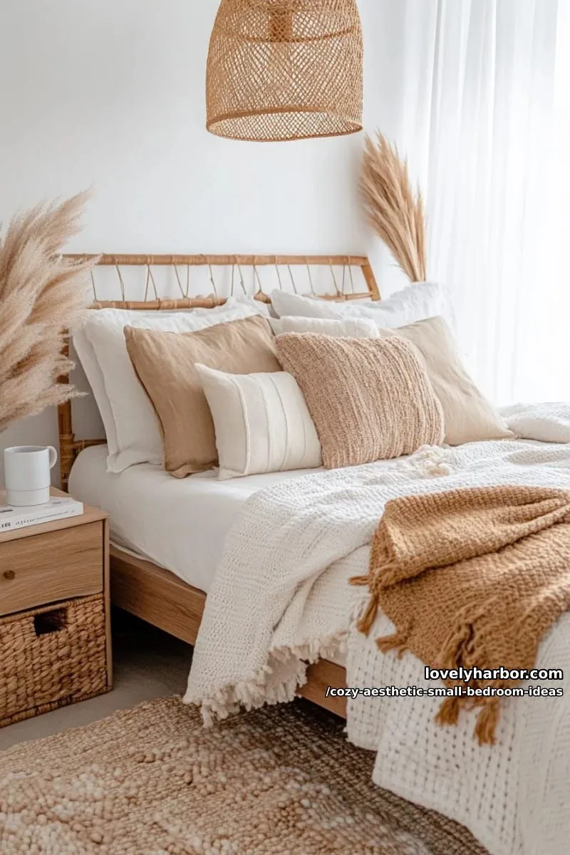 rattan pendant lamp casting warm golden shadows around room 1
